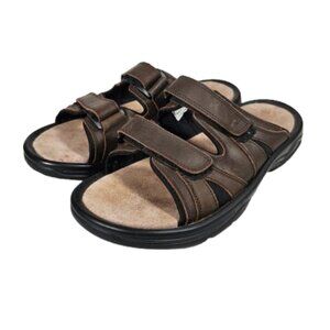 Propet Vero brown leather slip-on slides sandals msv003L Men's Size 12 5E (XX)